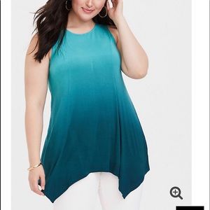 SUPER SOFT TEAL OMBRE HANDKERCHIEF TUNIC TANK
